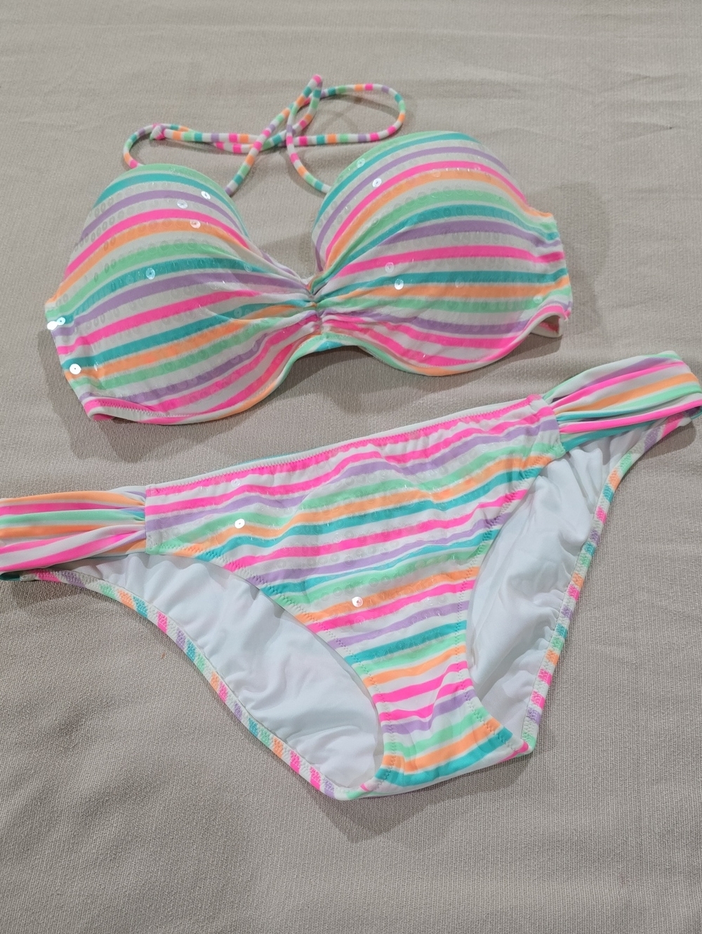 EUC-Victoria's Secret Pastel Stripe Bikini